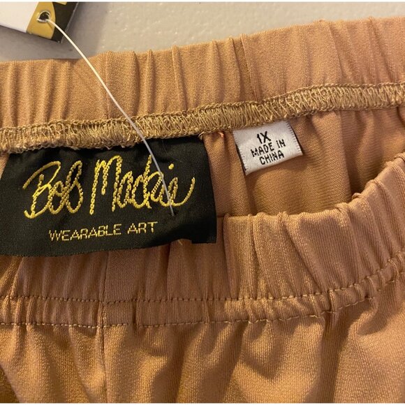 NWT Bob Mackie Wearable Art Womens Tan Wide-Leg Pants 1X - Picture 3 of 11